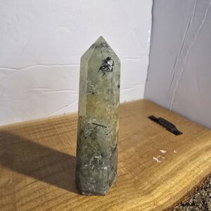 Prehnite With Epidote Rutile Crystal Tower